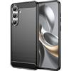 WJXEXRS Cover per Samsung Galaxy S25 FE 5G / 4G, Custodia Spazzolata e Fibra di Carbonio Morbido Silicone TPU Slim Fit, Antiurto, Antigraffio, Antiscivolo, Protezione Cover Samsung Galaxy S25 FE -Nero