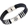 KBNSUIAN Delicato gioiello pagano - Bracciale da uomo e donna satanico invertito pentagramma baphomet due linee in silicone bracciale a testa in giù pentacolo stella demonio amuleto braccialetto in