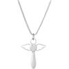 Gravado Collana da Bambina con Ciondolo in Acciaio Inox, Angelo Custode Alato e Cuore, Idea Regalo per Battesimo, Prima Comunione o Cresima- Gioiello a Croce Religione