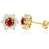 PAKORIO Orecchini a lobo PAKORIO 1 carato moissanite colorata per donne | Orecchini ipoallergenici placcati oro 14K in argento sterling | con confezione regalo(B-Rubino)
