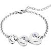 Moainut Braccialetto con 3 pietre di nascita,bracciale personalizzato del cuore,anniversario,Natale,regalo di compleanno per le donne Moglie Mamma