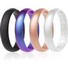 ThunderFit Set di anelli nuziali da donna in silicone traspirante, per lei, fedi nuziali, 4 mm di larghezza, 1,5 mm di spessore, confezione multipla da 1 a 12, 10.5 - 11 (20.6mm), Silicone, Non pietra