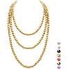 genkigold Collana Lunga di Perle per Donne Degli Anni '20 - PARIGI - Lussuose Perle di 8mm Eleganza Senza Tempo - Cultura Naturali - Lunghezza 150cm - Golden Frizzante - per Ogni Occasione Speciale