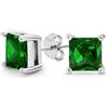 Bling Jewelry Orecchini Con Perno In Cz Aaa Con Taglio Principessa Brillante Dello Zircone Quadrato Verde 2Ct Per Le Donne In Argento Sterling Con Simulazione Di Smeraldo