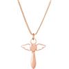 Gravado Collana da Bambina con Ciondolo in Acciaio Inox Rosé, Angelo Custode Alato e Cuore, Idea Regalo per Battesimo, Prima Comunione o Cresima, Gioiello a Croce