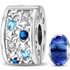 HappyStar charm argento 925 Clip Stopper Beads Charms Ciondolo perline Compatible donna bracciali (Con una perlina spaziale)