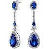Bling Jewelry Stile Art Deco Cubic Zirconia Teardrop Fashion Statement Simulato CZ Royal Blue Sapphire Chandelier Orecchini Per Donne Prom Argento Placcato