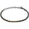 Breil, Collezione B Fence, Bracciale Uomo, Bracciale in Acciaio IP Gun Lucido con Sfere di Occhio di Tigre, Chiusura a Moschettone, Idea Regalo Uomo, Lunghezza Regolabile fino a 17,5 cm