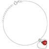 Sakrami Bracciale Argento 925 Bimba con Coccinella Smaltata su un Cuoricino Kids Collection Rodiato o Dorato + Confezione Regalo Personalizzata - Braccialetto per Nascita Comunione o Battesimo (RODIATO)