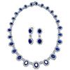 Bling Jewelry Collana E Orecchini Da Sposa In Stile Antico Vintage Con Zaffiro Reale Blu Simulato. Perfetto Per I Matrimoni.