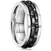 King Will Mens Black Gear Spinner Anelli In Acciaio Inox Fidgets Due Nero Gear Fidget Anello Ansia Anello Per Uomini Donne Giocattolo Stress Free Cool Wedding Band, Z+3(72.3mm), Acciaio inossidabile