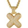 GoldChic Collana Ice X Bubble Ice Out iniziale, pendente hip-hop in oro con lettera ghiacciata