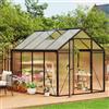 Garvee Serra da Giardino in Policarbonato 183x244x192cm, Serra Professionale con Telaio in Alluminio Rinforzato 1.0mm, Porta a Cerniera e Finestra Regolabile, per Orto e Piante, Trasparente