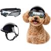 LESYPET Casco e occhiali per cani di piccola taglia, protezione UV, occhiali da sole per cani, protezione per gli occhi, casco da moto con foro per le orecchie, set di occhiali e casco per cani