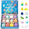 ZVD 12 Bombe da Bagno per Bambini con Sorprese, Temi Terra e Mare, Confezione Regalo Naturale e Biologica per il Bagno, Creata Appositamente per Bambini e Bambine (Spugna da bagno)