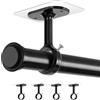 BYSHEGET Supporto per Asta Tenda Senza Fori, Staffa Regolabile a Soffitto e Parete, Adesivo o a Vite, Compatibile con Barre Ø25-32 mm, Ideale per Bagno, Cucina, Finestra, Armadio (4 Pezzi Nero)