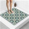 BLESWIN Tappeto Antiscivolo per Doccia Quadrato 70x70 cm in PVC Luffa per Doccia, Tappetino Bagno per Lavandino con Drenaggio, Antiscivolo per Piatti Doccia per Zone Umide, Antimuffa, Cerchi verdi