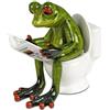 formano Figura di rana sul WC con giornale - Divertente figura decorativa in ceramica - Rana decorazione per bagno e WC degli ospiti - Divertente figura da bagno - Idea regalo (giornale WC)