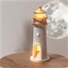 Aisny Decorazione Faro, Faro con Luce a LED Proiezione Lunare Lampada Faro con Sensore di Luce Automatico Regalo per Natale Compleanno Ringraziamento San Valentino, 24 x 7 cm