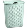 Acan Tradineur - Cesto per biancheria sporca, con coperchio e manici, pongotodo, secchio per bucato in plastica, imitazione di vimini, prodotto in Spagna (verde pastello, 38 litri, 49 x 38,5 x 29,5 cm)