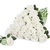 Woltoy 24 Pezzi Texture Rose Bianco Seta Rose Finte, Fiori Artificiali Naturali Vere, Fiori Finti per Fai Da Te Matrimonio Bouquet Da Sposa Festa San Valentino Decorazione