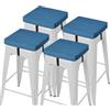 AddGrace Set di 4 cuscini antiscivolo per sgabello da bar, quadrati, con laccetti, con fodera lavabile in lavatrice, 30,5 x 30,5 x 5,1 cm, colore: blu