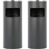 Cannoli Pattumiera con Piedistallio - Pattumiera con piedistallo per esterni, 30L, Acciaio Inox/Ferro, Antiscivolo, per Esterni/Interni, per Hotel, Giardino, Supermercato (Nero - 2 pezzi)