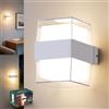 LetGlin 12W Applique da Parete LED Interno, IP65 Lampada da Esterno a Parete Moderna, 1200LM 3000K Up-and-Down Illuminazione, Luce Bagno da Muro per Soggiorno, Camera da Letto, Balcone, Bianco 1 Pezzi