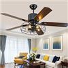 LONCHAN Ventilatori A Soffitto Retro Con Illuminazione E27*5 in Legno Chiaro Soffitto Lama Con Plafoniere Luce 3 Velocità Regolabile Di Velocità Del Vento Con Telecomando Ultra Silenziosa Da Pranzo Soggiorno