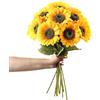 Laelfe 8 Pezzi Girasoli Finti di Grandi per Decorazioni, 45 cm Girasoli Artificiali a Stelo Lungo Decorazione per Esterni, Casa, Matrimonio, Compleanno, Decorazione Gialla