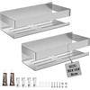 EXLECO 2PCS Mensola Doccia Senza Foratura 30 CM Mensola Bagno Autoadesivo con 2 Ganci Mobili Porta Shampoo Doccia da Appendere Porta Oggetti Bagno Portaoggetti Doccia in Acciaio Inox, Cromo Spazzolato