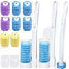 TZEKING Set Scopino WC Usa e Getta 54 Pezzi - 2 Spazzole con Manico Lungo, 2 Supporti a Parete con Staffa Adesiva, 48 Ricariche Detergenti in Spugna per Pulizia Bagno, Lavandino e Vasca