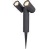 HOFTRONIC Pinero, doppio faretto LED da giardino con picchetto, GU10, orientabile a 317°, dimmerabile, 4000 K, bianco neutro, faretto da terra per alberi, arbusti, laghetti e piante