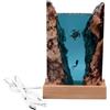 DriKou Ocean Resin Lamp,USB Powered Resin Ocean Night Light with LED Color Control with Wooden Base for Ocean Lovers Divers birthday gift