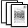 CLAMARO 'COLLAGE 20' - Set di 3 cornici portafoto DIN A4 (21 x 29,7 cm), colore nero opaco, con passepartout per immagini da 14,8 x 21 cm, larghezza 20 mm, struttura sottile in legno MDF con vetro