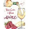 OWN4B Kit per punto croce stampato con scritta Keep Calm and Drink Wine, 11 ct, 38 x 48 cm, kit per ricamo fai da te (vetro)