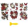 Peacoblue Adesivo per mobili, 15,2 x 30,5 cm, orologio e fiori, impermeabile, UV, DTF per cassetti, cassetti, vetro, porcellana, legno, plastica, 3 pezzi