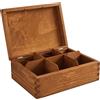 GoodFreshDecor Cassetta in Legno con Coperchio - Scatola da Tè con 6 Scomparti 22 x 16 x 8 cm - Cassetta per Riporre Oggetti - Organizer in Legno per Bustine di Tè e Gioielli - Marrone