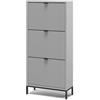 Vicco Scarpiera da ingresso Eliza, Grigio, 60 x 130 cm con 3 cassetti pieghevoli, adatto al montaggio a parete per l'utilizzo nel corridoio