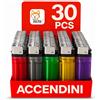 Akitaink Set da 30 Accendini Trasparenti Colorati - 5 Confezioni da 6 Pezzi, Accensione a Pietrina, Usa e Getta, in Plastica Sicura - Scatola con Colori Misti