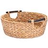 Decorasian Cesto portaoggetti rotondo intrecciato in zostera con manici in legno, giacinto d'acqua, 42 cm, grande