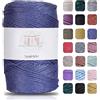 Makromecity Filato per Macramè 2mm x 230m, Poliestere Premium, Filo di Polipropilene per Artigianato, Decorazioni per la Casa, Tovagliette, Borsa a Tracolla, Runner (Glitter Denim Blu, 1 Filato)