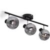LEDKIA LIGHTING Lampada da Soffitto Orientabile Metallo e Vetro 3 Faretti Romsy Grigio E14