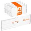 Lifewit Divisori per Cassetti Regolabili, Organizer per Armadio Salvaspazio, Separatore per Armadio, Cucina, Camera da Letto, Confezione da 4, Altezza 15.5 cm, 30-47 cm, Bianch