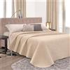 Vionara Home Trapuntino Estivo Matrimoniale, Copriletto Tinta Unita Bicolore, Beige