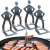 WEIWOGU Supporto per barbecue a forma di omino, griglie creative - Supporto per hot dog pieghevole, supporto riutilizzabile in acciaio inox per hot dog e salsicce, supporto portatile per hot dog (4PCS)