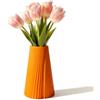 ORIZZONTE ITALIA Vaso decorativo a forma di cono plissettato, Eleganza per Fiori e Arredo Interno, Vasi per Fiori Freschi/Secchi, Ideale Regalo Arredo Casa e Ufficio,Oggetti/complementi d'arredo (Arancione)