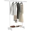 HOMCOM Stendibiancheria Estensibile con Ruote e Freno, Stendino Verticale con Ripiano Porta Scarpe e Struttura in Acciaio Inox, Stender per Casa e Lavanderia, Bianco