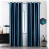 GIRASOLE HOME Coppia Tende Oscuranti Effetto Metallizzato Tenda Isolante per Soggiorno Camera Ufficio Balcone Porta Finestra 2 Pannelli con Occhielli (Blu, 140x235cm)
