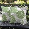 Ardjxue Federe Confezione Esterno 50x50cm Motivo Dalia Grigio e Verde Double-Face Modern Impermeabile Cuscini Primavera Estate Cuscino per Divano Patio Giardino Soggiorno Decorazione set da 2